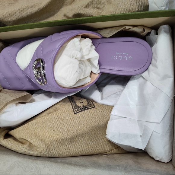 Gucci Purple Quilted Sandals - Picture 2 of 16